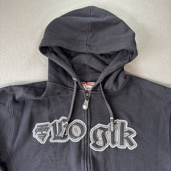 Logik Full Zip Hoodie Men’s XL Black Embroidered Logo Streetwear Urban Y2K Skate - Picture 2 of 16